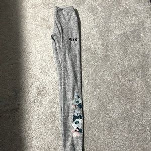 PINK embroidered flower leggings